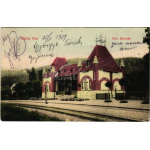 1909 Brassó, Kronstadt, Brasov; Noa nyaraló vasútállomás / Bahnhof Noa / Bahnstation in Noua (EK...