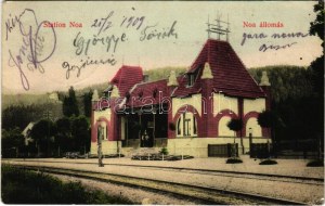 1909 Brassó, Kronstadt, Brasov; Noa nyaraló vasútállomás / Bahnhof Noa / Bahnstation in Noua (EK...
