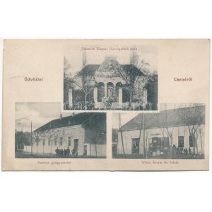 1912 Csene, Tschene, Cenej, Cenei ; Uzbasich Gáspár főszolgabíró háza, Ruttner gyógyszertár...