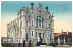1912 Dés, Dej; Izraelita ortodox templom, zsinagóga. Gálócsi Samu kiadása / Orthodoxe Synagoge (EK...