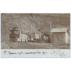 1902 Felsőderna, Derna (Bihar, Bihor); Lignitbánya, iparvasút, vonat / Lignit-Kohle / lignitový důl, průmyslová železnice...