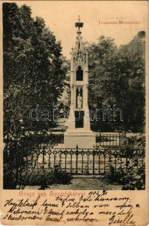 1902 Gyulafehérvár, Karlsburg, Alba Iulia; Lousenau-Denkmal / Losenau emlékmű / Lossenau-Statue (Rb...