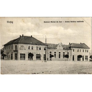 1925 Hátszeg, Hateg ; Hotelul Mielul de Aur / Arany bárány szálloda, étterem és kávéház, mozi. Bálint Nagy kiadása ...