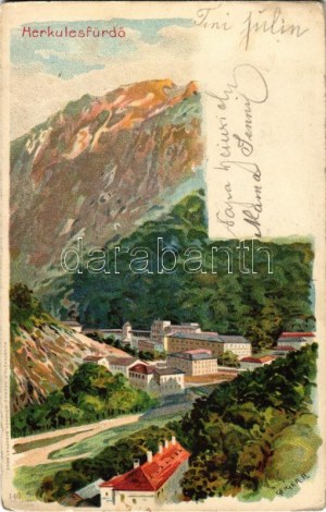 1900 Herkulesfürdő, Baile Herculane; Kunstanstalt Kosmos 140. litografie s: (EK)