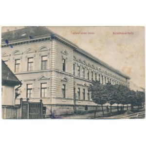 1910 Kézdivásárhely, Targu Secuiesc; Állami elemi iskola. Turóczi István kiadása / scuola (ázott / danno umido...
