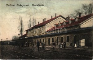 1910 Kiskapus, Kis-Kapus, Kleinkopisch, Copsa Mica; Vasútállomás / Gara / railway station (r)