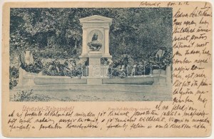 1901 Kolozsvár, Kluż; pomnik Erzsébet királyné (Sissi) szobor / cesarzowej Elżbiety Austriackiej (Sisi) (szakadás / tear...