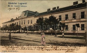 1904 Lugos, Lugoj; M. kir. honvéd laktanya. Auspitz Adolf kiadása / Caserma militare K.u.K. (EK)