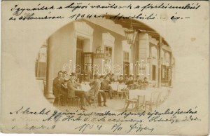 1904 Lugos, Lugoj; Vasútállomás, vasúti étterem / stazione ferroviaria, ristorante. foto (EB)