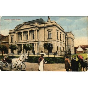 1912 Lugos, Lugoj; Városi színház. Montázs lovas hintóval / theatre. Montage with horse chariot (Rb...