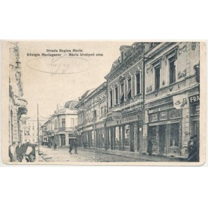 1923 Lugos, Lugoj ; Strada Regina Maria / Königin Mariastrasse / Mária királynő utca, Anton Haberehrn üzlete ...