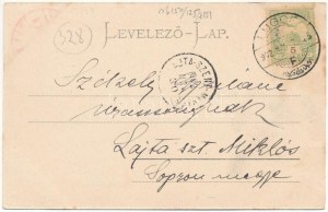 1902 Lugos, Lugoj; Deák Ferenc utca, Epstein Sándor kézműáru raktára a Kék Csillaghoz, üzletek / Straßenansicht, Geschäfte (EK...