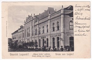 1903 Lugos, Lugoj; Magyar Király szálloda, étterem és kávéház. Auspitz Adolf Nr. 8. / Hotel...