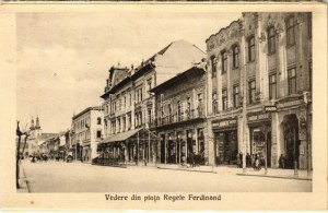 Marosvásárhely, Targu Mures ; Vedere din piata Regele Ferdinand, Politia / Ferdinánd király tér, Rendőrség...