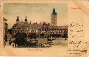 1900 Nagybánya, Baia Mare ; Fő tér déli oldala, Pusztay, Wienerberger és Glavitzky, Blau és Klein és Hanzulovics K...