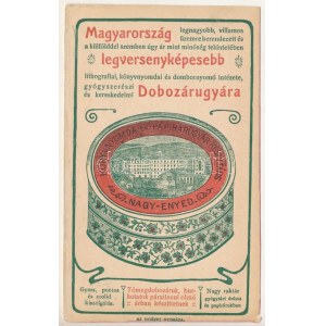 Nagyenyed, Aiud; Könyvnyomda és Papírárugyár R.T. reklámlapja. Magyarország legnagyobb...