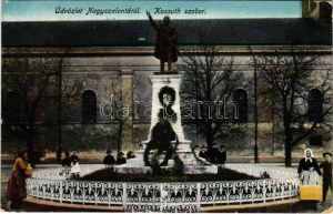 1917 Nagyszalonta, Salonta; Kossuth szobor / monument, statue (EK)