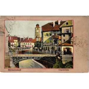 1915 Nagyszeben, Hermannstadt, Sibiu; Liegenbrücke / híd / ponte (Rb)