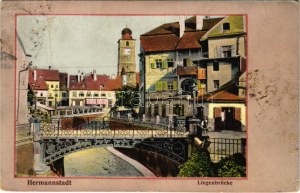 1915 Nagyszeben, Hermannstadt, Sibiu; Liegenbrücke / híd / bridge (Rb)