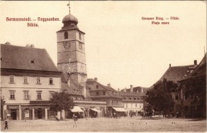 Nagyszeben, Hermannstadt, Sibiu; Fő tér, G. Breinstörfer üzlete / Piata mare / główny plac, sklepy (EK...