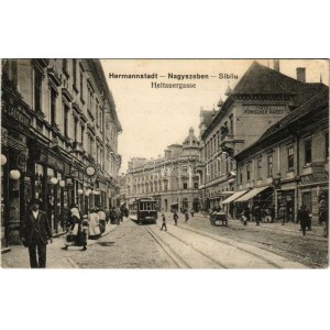 1915 Nagyszeben, Hermannstadt, Sibiu; Heltauergasse, Hotel Römischer Kaiser / Nagydisznódi utca, szálloda, Jul...
