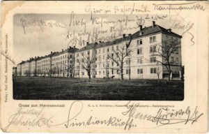 1903 Nagyszeben, Hermannstadt, Sibiu ; K.u.K. Artillerie-Kaserne mit Infanterie-Kadettenschule / Osztrák...
