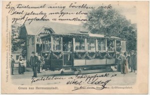 1905 Nagyszeben, Hermannstadt, Sibiu; Die neue elektr. Stadtbahn: Eröffnungsfahrt. Editore della casa editrice G. A...