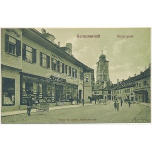 Nagyszeben, Hermannstadt, Sibiu; Reispergasse / Reisper utca, W. Krafft könyvnyomdája, üzlete és saját kiadása ...