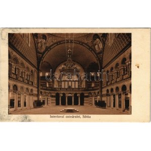 1915 Nagyszeben, Hermannstadt, Sibiu ; Interiorul catedralei / Székesegyház belső. Jos. Drotleff / Interiorul catedralei / Székesegyház belső.