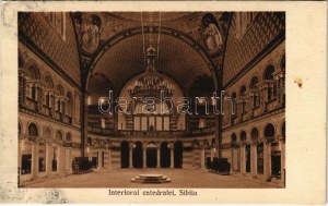 1915 Nagyszeben, Hermannstadt, Sibiu; Interiorul catedralei / Székesegyház belső. Jos. Drotleff / cathedral interior ...