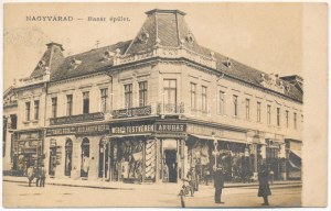 1911 Nagyvárad, Oradea; Bazár épület, Magyar Általános Hitelbank, Dr. Barta fogorvos, Frankl Róza, Ausländer Berta...