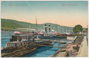 1914 Orsova, Kikötő részlet, gőzhajó / Hafenpartie / port, steamships (Rb)