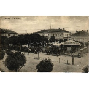1916 Orsova, Freyler Park, Nasse Ede üzlete. Hutterer G. kiadása / park, obchod (EB)