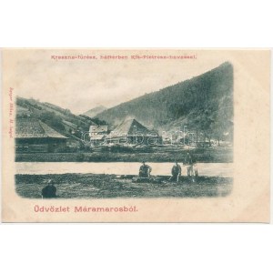 Petrovakraszna, Crasna Viseului (Máramaros, Maramures); Kraszna-fűrész, háttérben a Kis-Pietrosz havassal...