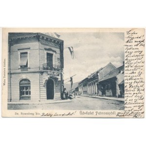 1903 Petrozsény, Petrosani; Dr. Rosenberg ház, Krausz József üzlete. Weisz Testvérek kiadása / villa, shop, street (EK...