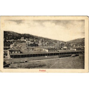 1914 Predeál, Predeal; vasútállomás, vonat, gőzmozdony / železničná stanica, vlak, lokomotíva, vily (EM...