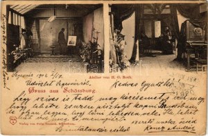 1902 Segesvár, Schässburg, Sighisoara ; Atelier von H. G. Roth / H. G. Roth fényképész műterme, belsők, fényképezőgépek...