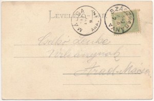1903 Szászkabánya, Németszászka, Sasca Montana; látkép, templom, szálloda. Johann Lang kiadása / celkový pohľad, kostol...