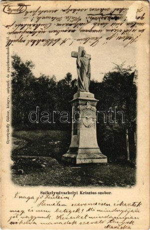 1903 Székelyudvarhely, Odorheiu Secuiesc; Krisztus szobor. Gyertyánffy Gábor kiadása / statua di Gesù Cristo...