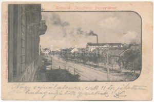 1901 Temesvár, Timisoara; Józsefváros, Bonnáz utca, háttérben a Józsefvárosi pályaudvar, vasútállomás...