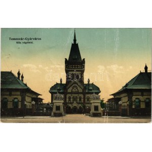 1910 Temesvár, Timisoara; Gyárváros, Közvágóhíd / Schlachthof (fa)