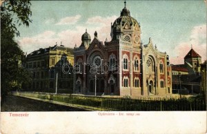 1907 Temesvár, Timisoara; Gyárváros, Izraelita templom, zsinagóga / Tkanina, synagoga (fl)