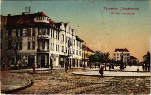 1918 Temesvár, Timisoara; Józsefváros, Scudier téri részlet, Krémer női divatáruház, Martin Pál üzlete...