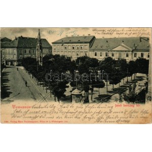 1899 (Vorläufer) Temesvár, Timisoara; Jenő herceg tér, emlékmű. Hans Nachbargauer kiadása / Platz, Denkmal (EB...