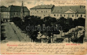 1899 (Vorläufer) Temesvár, Timisoara; Jenő herceg tér, emlékmű. Hans Nachbargauer kiadása / piazza, monumento (EB...