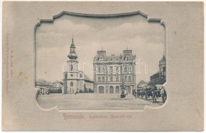 Temesvár, Temešvár; Gyárváros, Kossuth tér, Bruder Kohn üzlete. Polatsek kiadása / Fabric, square, shop. Secesní ...