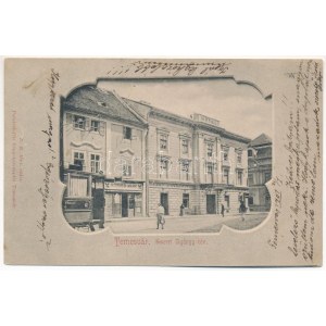 1901 Temesvár, Timisoara ; Szent György tér, Lenz János szállodája, kávéháza és sörcsarnoka, Rosner Márk üzlete...