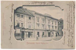 1901 Temesvár, Timisoara; Szent György tér, Lenz János szállodája, kávéháza és sörcsarnoka, Rosner Márk üzlete...