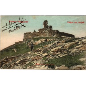 1907 Világos, Siria; vár romjai. Kerpel Izsó kiadása. Spiroch Lajos felvétele / Cetatea Siriei / castle ruins (EK...