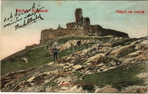 1907 Világos, Siria; vár romjai. Kerpel Izsó kiadása. Spiroch Lajos felvétele / Cetatea Siriei / ruiny zamku (EK...